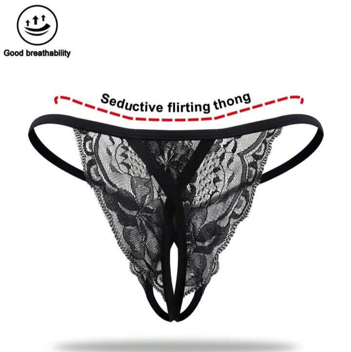 FANDY Men's Alluring Lace Shadow Black Underwear